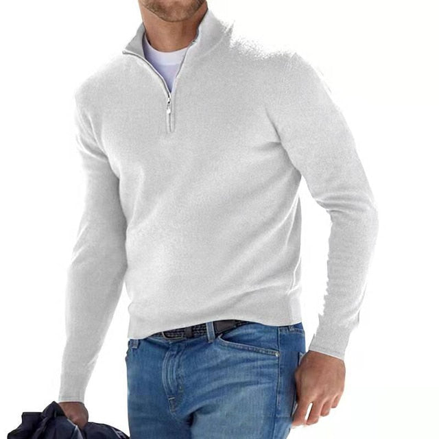 Herren Pullover mit Reißverschluss - Stilvoll und Bequem-Weiß-S-Luzern Mode