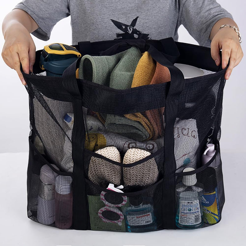 Faltbare Mesh-Strandtasche mit 9 Fächern für Familientage
