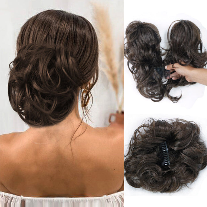 Messy Bun Clip-in | Seitenclip | Schnell | Synthetisch | Hitzebeständig-Dunkelbraun-Luzern Mode