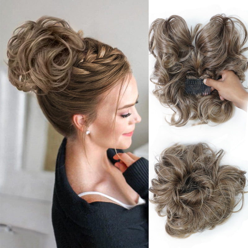 Messy Bun Clip-in | Seitenclip | Schnell | Synthetisch | Hitzebeständig-Hellbraun-Luzern Mode