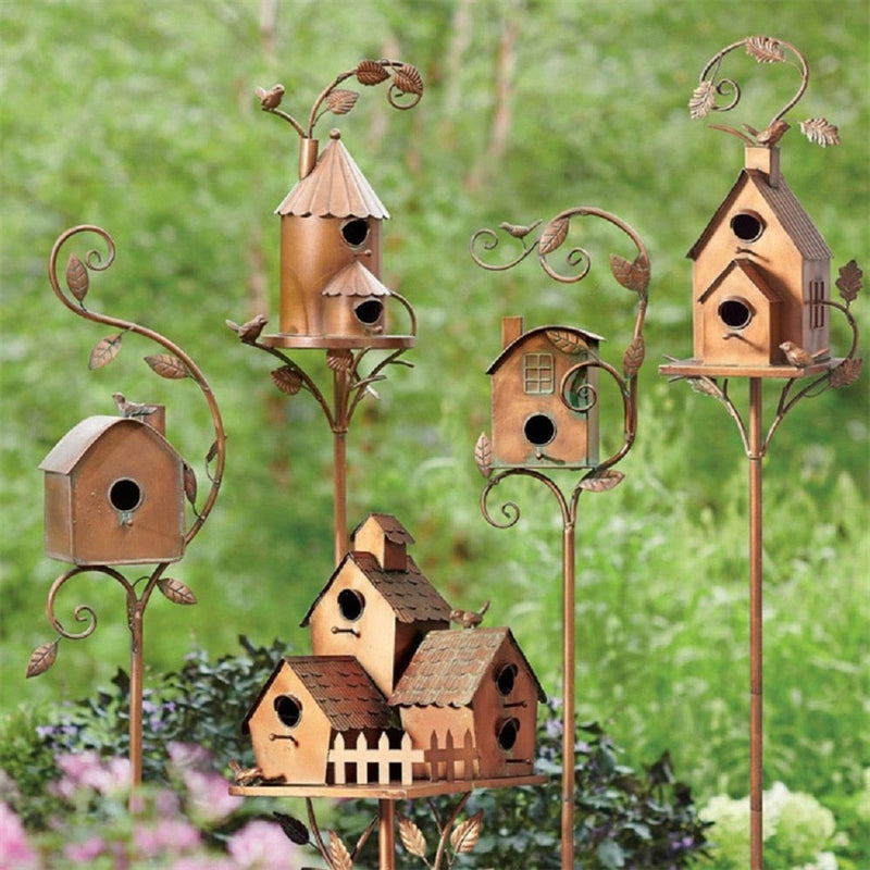 Vogelhaus | Gartenstecker Metall Künstlerisch Stilvoll Langlebig Dekorativ-Luzern Mode