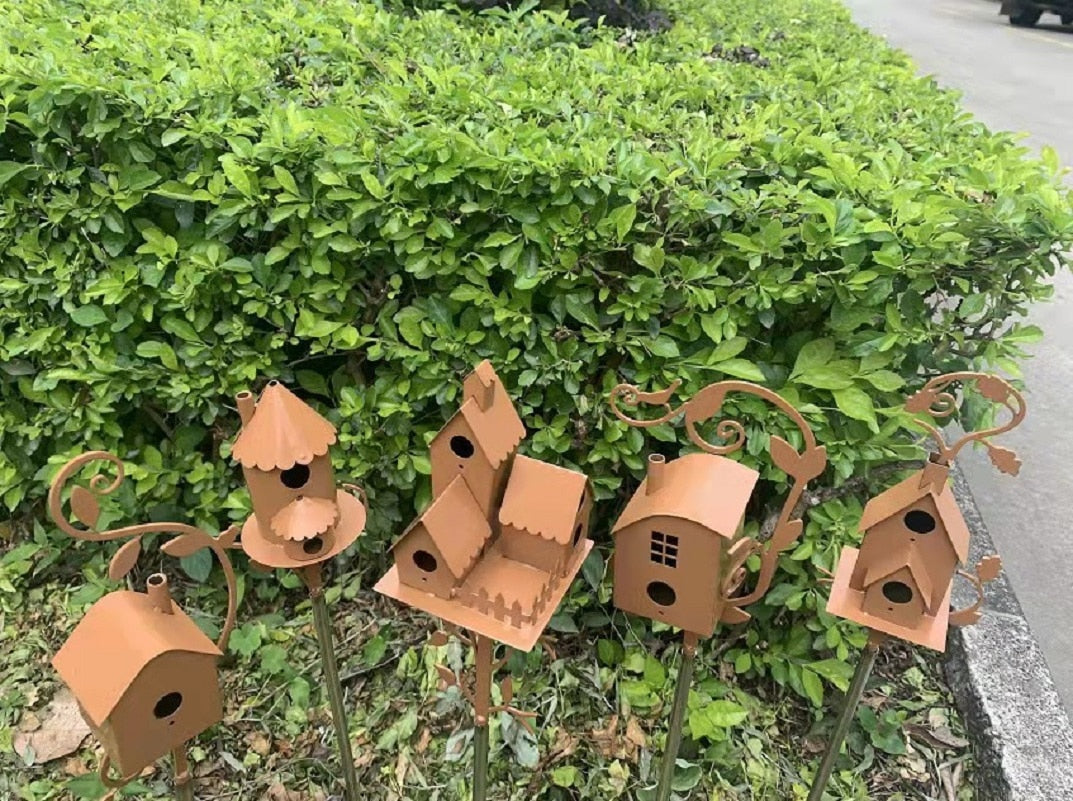 Vogelhaus | Gartenstecker Metall Künstlerisch Stilvoll Langlebig Dekorativ-Luzern Mode