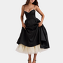 Elegantes Abendkleid mit Trägern und ausgestelltem Rock-Schwarz-2XS-Luzern Mode