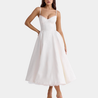 Elegantes Abendkleid mit Trägern und ausgestelltem Rock-Weiß-2XS-Luzern Mode