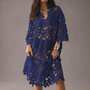 Spitzenkleid Damen Sommerkleid Elegant Freizeitkleid-Blau-XS-Luzern Mode