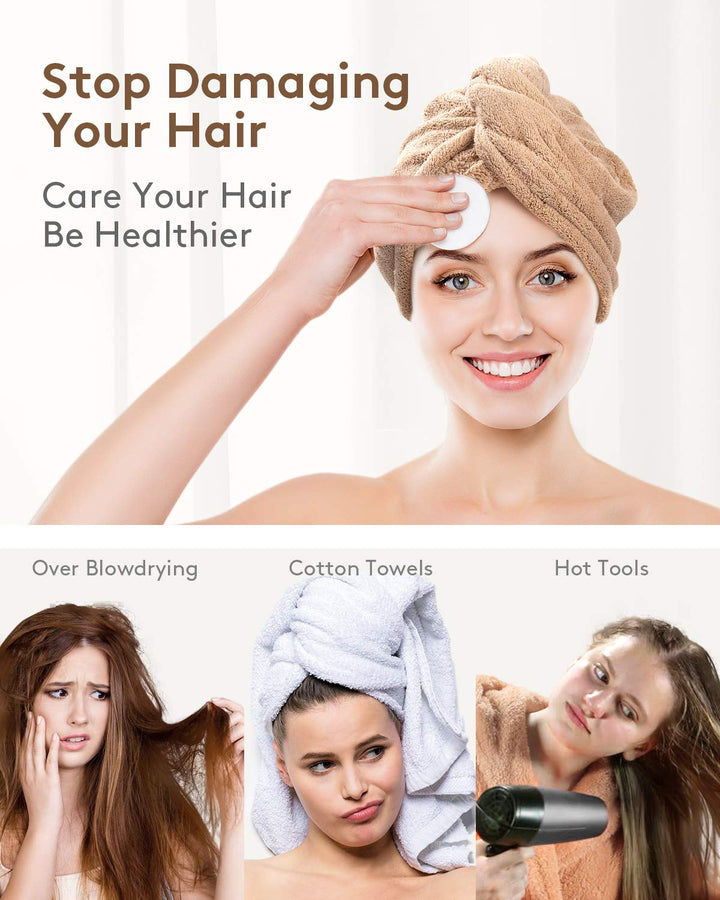 Haarhandtuch-Set | 3er Pack Mikrofaser Absorbierend Anti-Frizz Nachhaltig-Luzern Mode