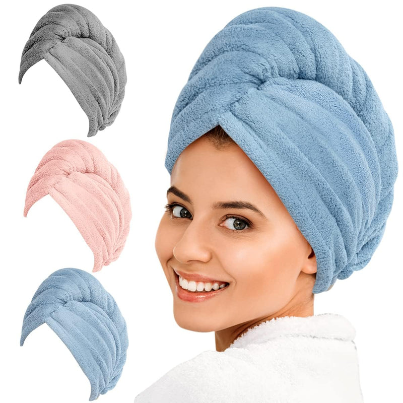 Haarhandtuch-Set | 3er Pack Mikrofaser Absorbierend Anti-Frizz Nachhaltig-Set 1-Luzern Mode