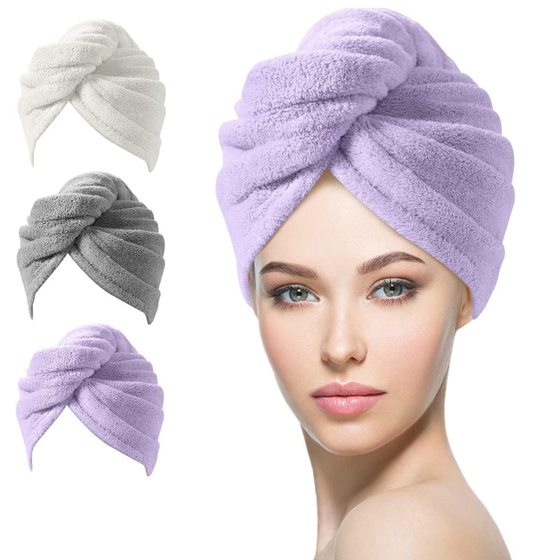 Haarhandtuch-Set | 3er Pack Mikrofaser Absorbierend Anti-Frizz Nachhaltig-Set 2-Luzern Mode