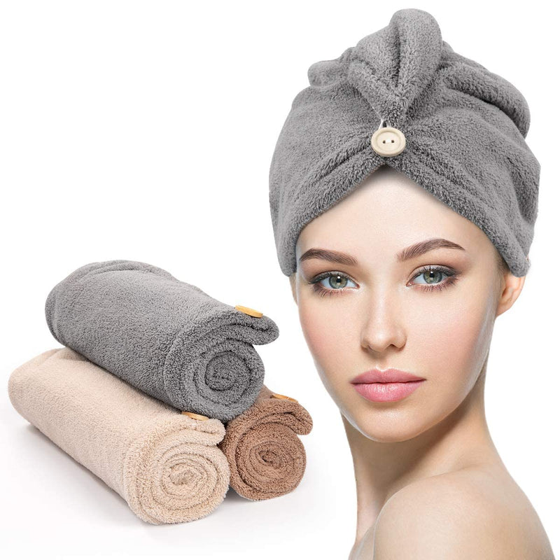 Haarhandtuch-Set | 3er Pack Mikrofaser Absorbierend Anti-Frizz Nachhaltig-Set 5-Luzern Mode