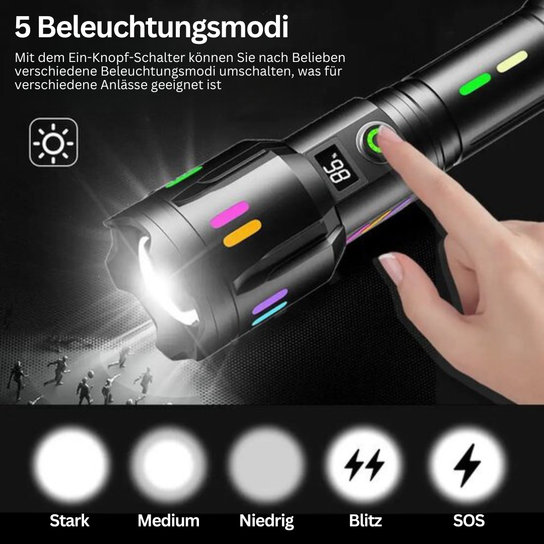 LED-Taschenlampe | Hell Langlebig Wiederaufladbar Robust Kompakt Zuverlässig-Luzern Mode