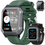 Herren Smartwatch | Fitness-Tracker | Militärstil | Wasserdicht | Telefonieren | Robust-Grün-Luzern Mode