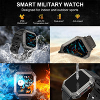 Herren Smartwatch | Fitness-Tracker | Militärstil | Wasserdicht | Telefonieren | Robust-Luzern Mode