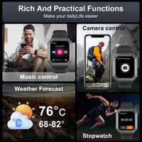 Herren Smartwatch | Fitness-Tracker | Militärstil | Wasserdicht | Telefonieren | Robust-Luzern Mode