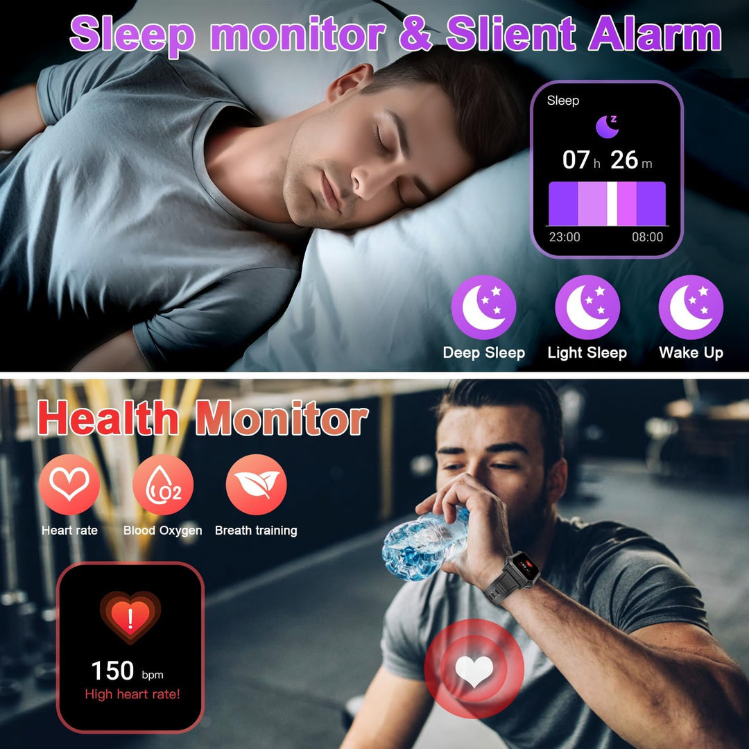 Herren Smartwatch | Fitness-Tracker | Militärstil | Wasserdicht | Telefonieren | Robust-Luzern Mode