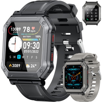 Herren Smartwatch | Fitness-Tracker | Militärstil | Wasserdicht | Telefonieren | Robust-Schwarz-Luzern Mode