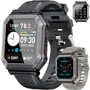 Herren Smartwatch | Fitness-Tracker | Militärstil | Wasserdicht | Telefonieren | Robust-Schwarz-Luzern Mode