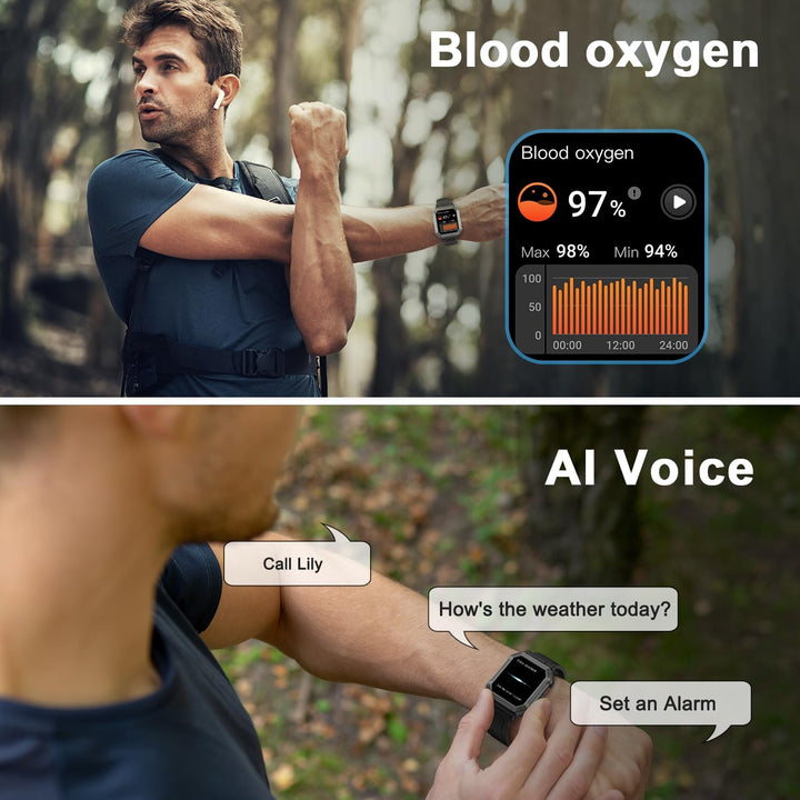 Herren Smartwatch | Fitness-Tracker | Militärstil | Wasserdicht | Telefonieren | Robust-Luzern Mode