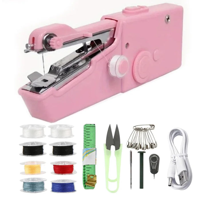Mini Nähmaschine | Kompakt Elektrisch Vielseitig Kreativ StitchMatic-Rosa set-Luzern Mode