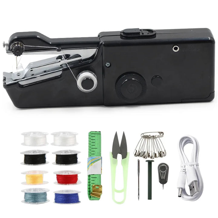 Mini Nähmaschine | Kompakt Elektrisch Vielseitig Kreativ StitchMatic-Schwarz set-Luzern Mode