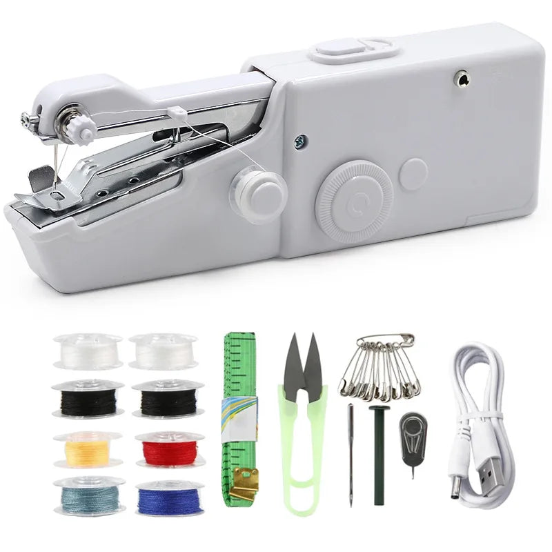 Mini Nähmaschine | Kompakt Elektrisch Vielseitig Kreativ StitchMatic-Weiß set-Luzern Mode