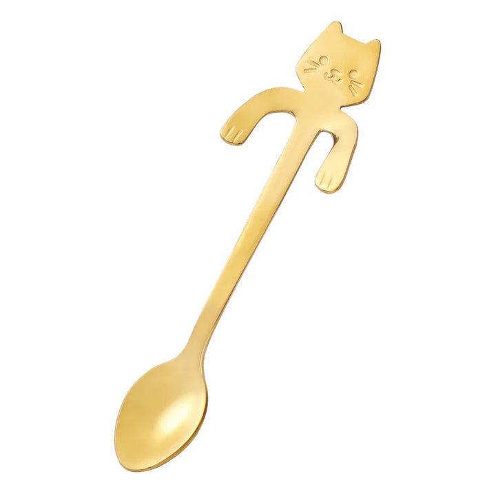 Katzen Teelöffel | Edelstahl | Kompakt | Langlebig | Vielseitig-Gold-Luzern Mode