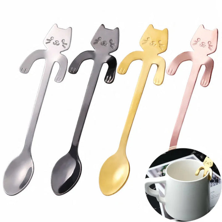 Katzen Teelöffel | Edelstahl | Kompakt | Langlebig | Vielseitig-Luzern Mode