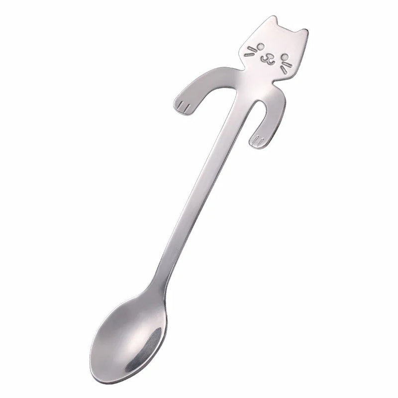 Katzen Teelöffel | Edelstahl | Kompakt | Langlebig | Vielseitig-Silber-Luzern Mode