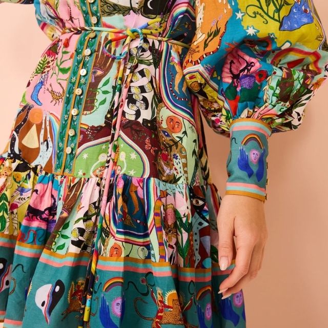 Bohème Damenkleid mit Muster - Elegantes Freizeitkleid-Luzern Mode