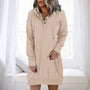 Damen Hoodie | Lang | Lockere Schnitt | Einfarbig | Minimalistisch-Beige-S-Luzern Mode