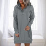 Damen Hoodie | Lang | Lockere Schnitt | Einfarbig | Minimalistisch-Grau-S-Luzern Mode