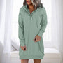 Damen Hoodie | Lang | Lockere Schnitt | Einfarbig | Minimalistisch-Grün-S-Luzern Mode