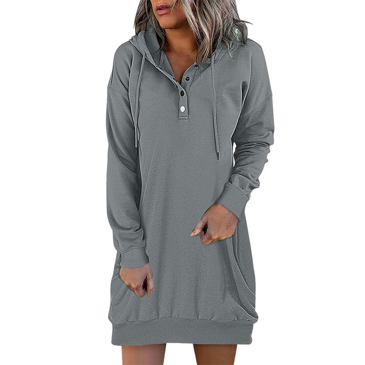 Damen Hoodie | Lang | Lockere Schnitt | Einfarbig | Minimalistisch-Luzern Mode