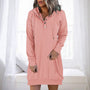 Damen Hoodie | Lang | Lockere Schnitt | Einfarbig | Minimalistisch-Rosa-S-Luzern Mode