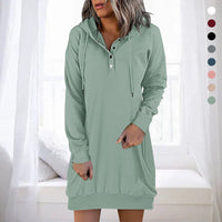 Damen Hoodie | Lang | Lockere Schnitt | Einfarbig | Minimalistisch-Luzern Mode