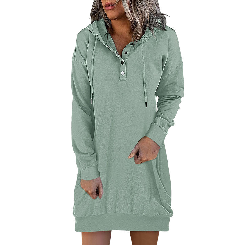 Damen Hoodie | Lang | Lockere Schnitt | Einfarbig | Minimalistisch-Luzern Mode