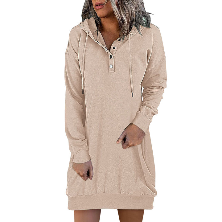 Damen Hoodie | Lang | Lockere Schnitt | Einfarbig | Minimalistisch-Luzern Mode