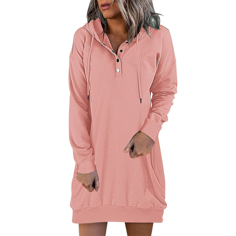 Damen Hoodie | Lang | Lockere Schnitt | Einfarbig | Minimalistisch-Luzern Mode