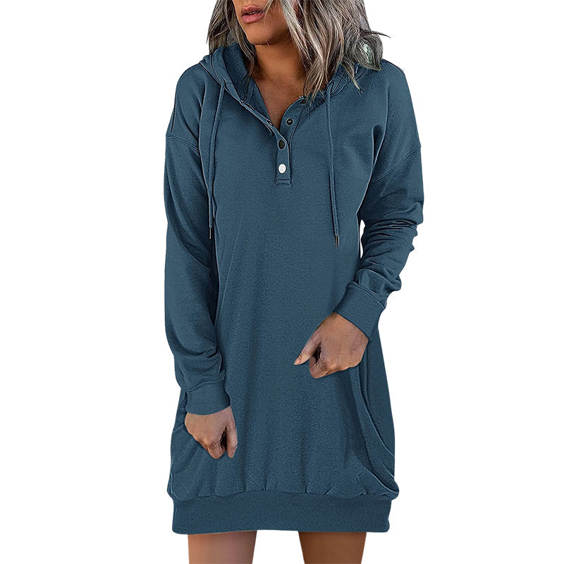 Damen Hoodie | Lang | Lockere Schnitt | Einfarbig | Minimalistisch-Luzern Mode