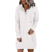 Damen Hoodie | Lang | Lockere Schnitt | Einfarbig | Minimalistisch-Luzern Mode