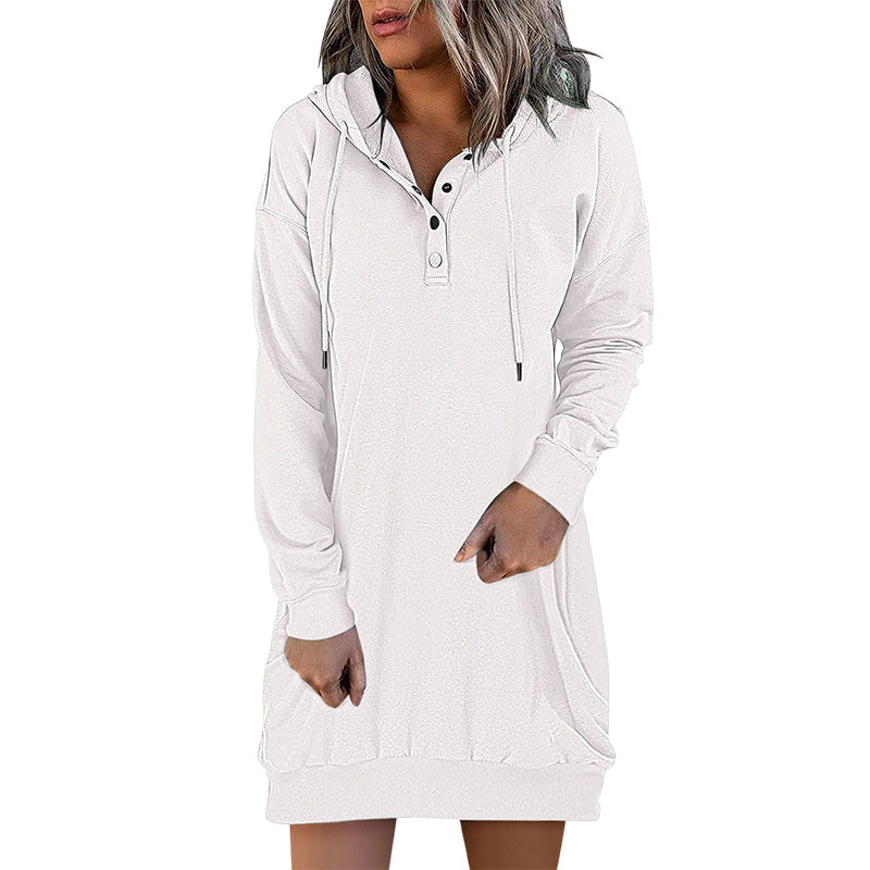 Damen Hoodie | Lang | Lockere Schnitt | Einfarbig | Minimalistisch-Luzern Mode
