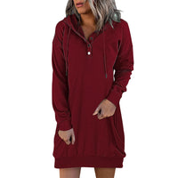 Damen Hoodie | Lang | Lockere Schnitt | Einfarbig | Minimalistisch-Luzern Mode