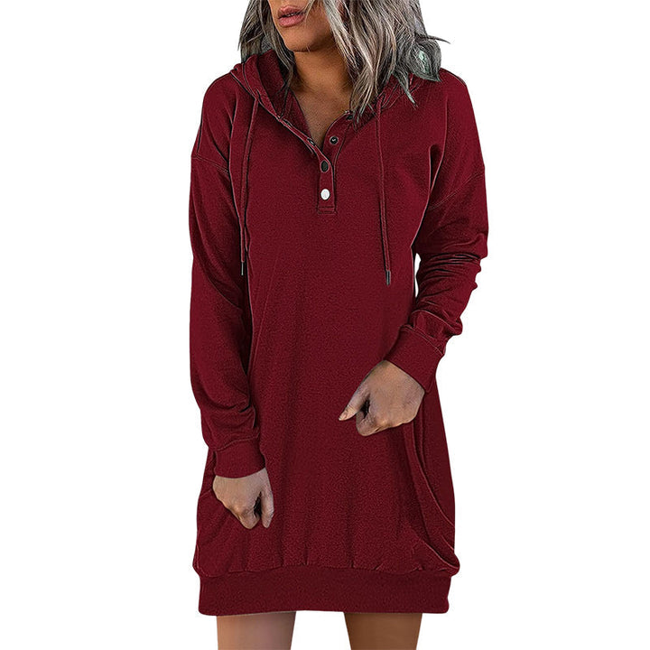 Damen Hoodie | Lang | Lockere Schnitt | Einfarbig | Minimalistisch-Luzern Mode