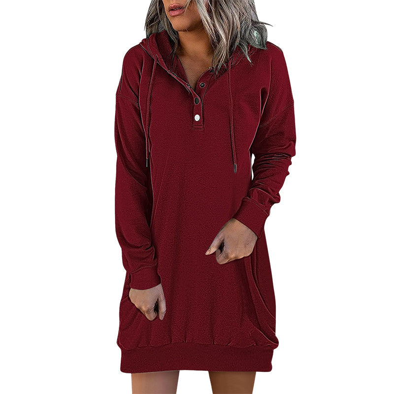 Damen Hoodie | Lang | Lockere Schnitt | Einfarbig | Minimalistisch-Luzern Mode