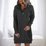 Damen Hoodie | Lang | Lockere Schnitt | Einfarbig | Minimalistisch-Schwarz-S-Luzern Mode