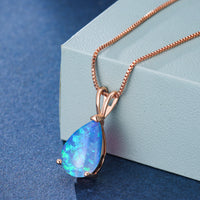 Halskette für Damen | Opal | Roségold | Silber | Edelstein-Blauer Opal-Roségold-Luzern Mode