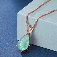 Halskette für Damen | Opal | Roségold | Silber | Edelstein-Grüner Opal-Roségold-Luzern Mode