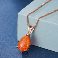 Halskette für Damen | Opal | Roségold | Silber | Edelstein-Oranger Opal-Roségold-Luzern Mode