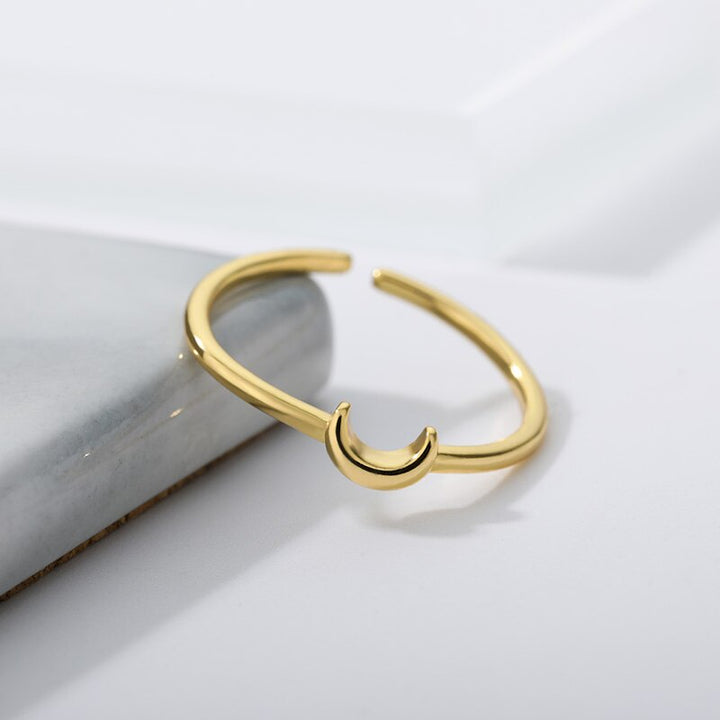 Halbmond Ring | Verstellbar Stilvoll Luxus Minimalistisch Langlebig-Gold-Luzern Mode