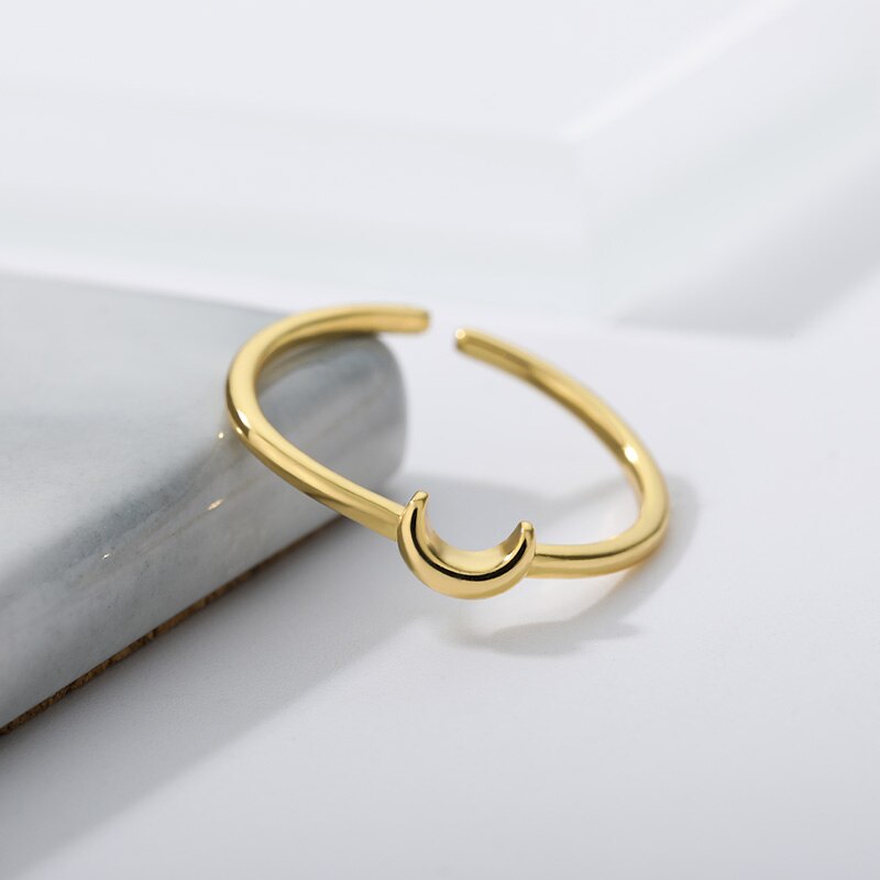 Halbmond Ring | Verstellbar Stilvoll Luxus Minimalistisch Langlebig-Gold-Luzern Mode