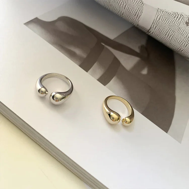 Damenring | Verstellbar Tropfenform Silber Gold 14K Stilvoll Einzigartig-Luzern Mode
